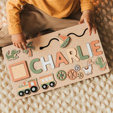 Pastel Personalized Custom First Name Wooden Puzzle , Educational Toys For Toddlers